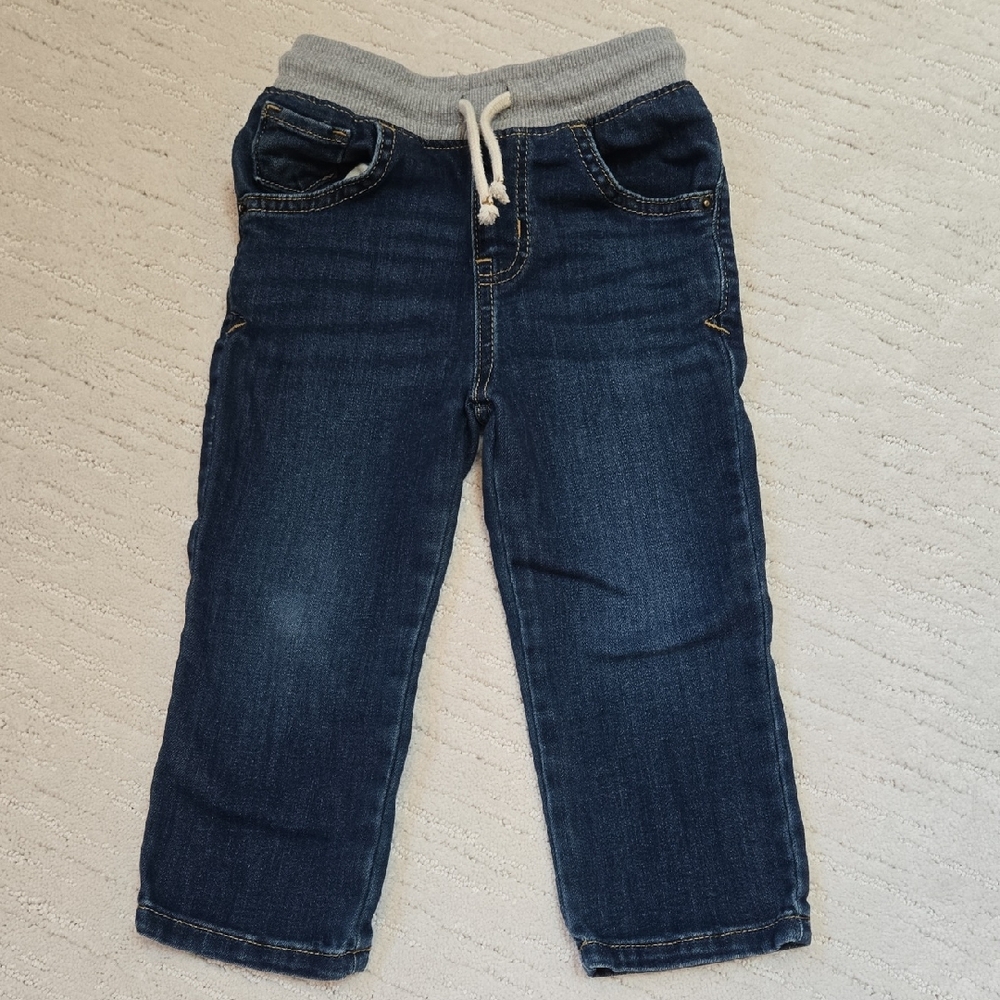 Cat & Jack Dark Blue Jeans with Gray Waistband